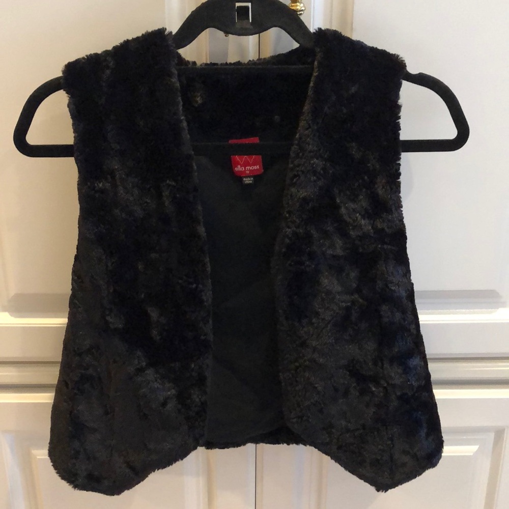 ❤️Ella Moss Faux fur lined open vest soft crushed velvet style cardigan